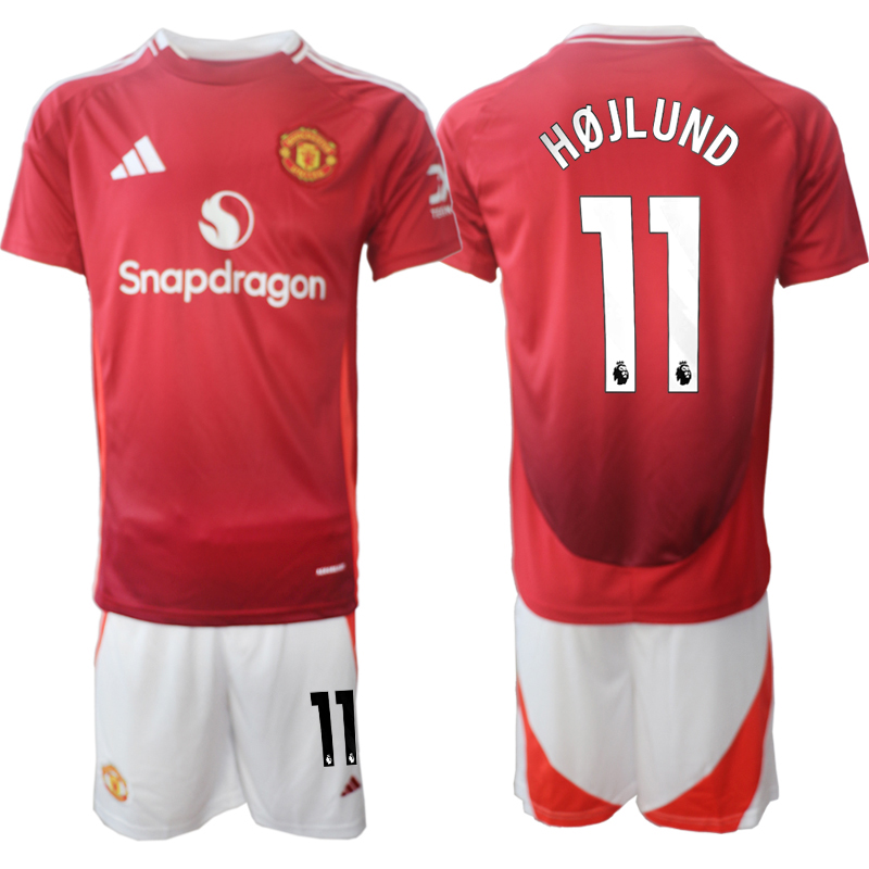 Men 2024-2025 Club Manchester United home Red #11 Soccer Jersey